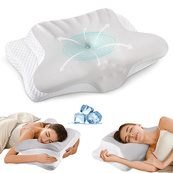 Cervical Neck Pillow for Pain Relief - Ergonomic Memory Foam Pillows for Sleeping, Cooling Side Sleeper Pillow for Neck Support, Contour