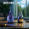 120ML Essential Oil Diffuser, 3D Glass Aromatherapy Diffuser with Auto Shut-Off and 7 Color LED Lights, Ultrasonic Mist Humidifier with 4 Timer