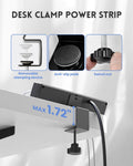 PLUGTUL Desk Clamp Power Strip 6FT, Outlet Station with 3 Outlets, PD 20W Fast Charging, Flat Plug, 14 Gauge, 980J Surge Protector, Black Power