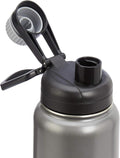 Amazon Basics Large Stainless Steel Insulated Water Bottle, Spout Lid, 30.1 Ounces, Gray