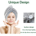M-bestl 2 Pack Hair Towel Wrap,Absobent Hair Drying Towel with Buttons, Microfiber Hair Towel Wrap to Dry Hair Quickly (Beige&Gray)