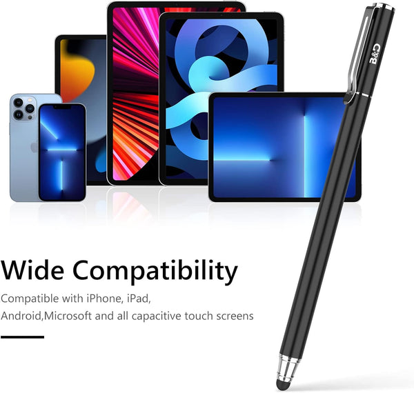 (2 Pcs)[0.18-inch Fine Tip ] Stylus Touch Screen Pens 5.5" L Perfect for Drawing Writing Gaming Compatiable with Apple iPad iPhone Samsung Tablets