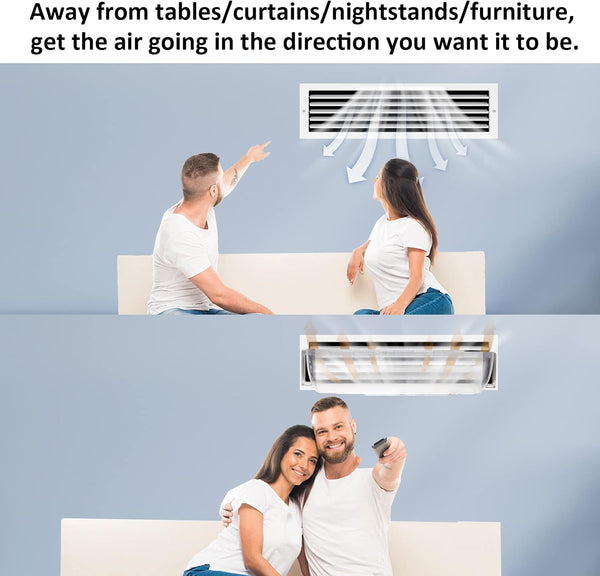 2 Pack Air Vent Deflector, Adjustable Magnetic Heat Deflector for Vents | 8.5"–15" Adjustable,Magnetic Installation,Fits Floor,Wall & Ceiling