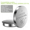 POWEROWL High Capacity CR2032 Battery (20-Pack) 3v Lithium Batteries, Leak-Free, Long Lasting Cr 2032 CR2032-20P