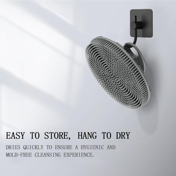 INNERNEED Food-Grade Soft Silicone Body Scrubber Shower Brush, Black+Gray | Handheld Cleansing Skin Brush, Gentle Exfoliating and Lather Well,
