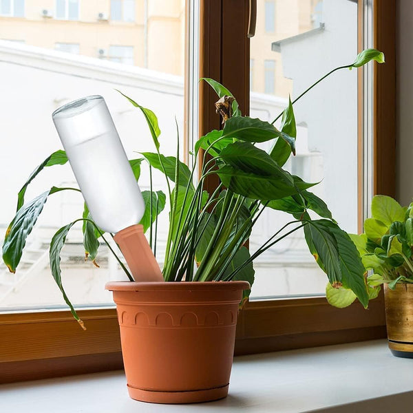 Tcamp 10 Pack Terracotta Watering Spikes, Plant Watering Devices Wine Bottle Automatic Plant Self Watering Spikes for Vacations, Self-Watering