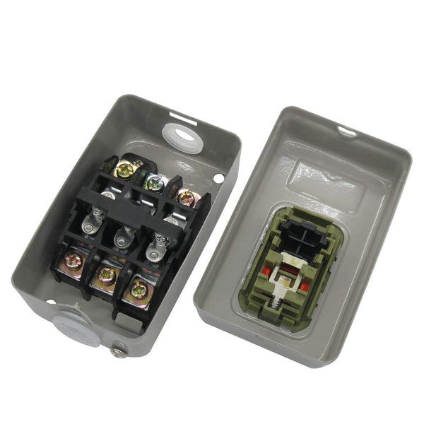mxuteuk AC 220V/380V Push Button Switch On/Off Start Stop Switch 3 Phase Self Lock Electric Motor Switches Mechanical Equipment Control Station