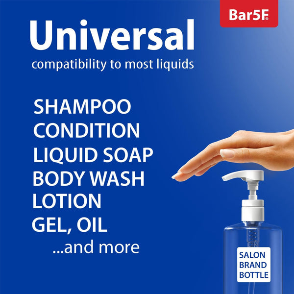 Bar5F Pumps for Shampoo and Conditioner Bottles, Salon-Brand Liters, 2 Pack | Professional-standard durability for salon-brand 1 L/33.8 oz