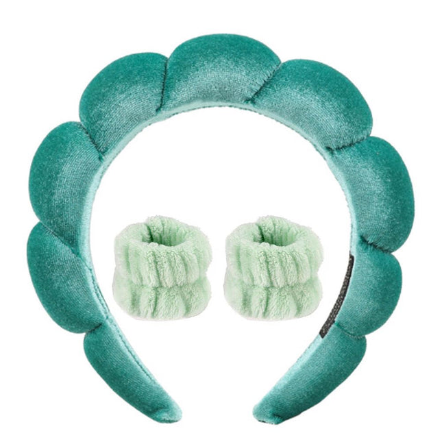 Spa Headbands for Washing Face Velvet Makeup Headband Combo Pack - Puffy Makeup 