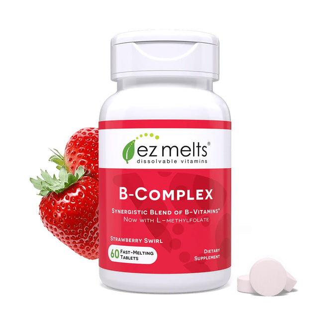 EZ Melts Dissolvable Vitamin B-Complex with Methyl B12 and Methyl Folate, Sugar-