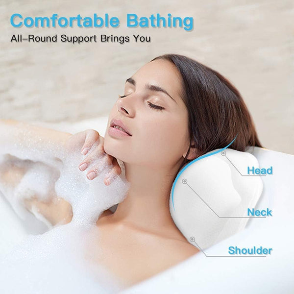 Beautybaby Bathtub Spa Pillow Bath Pillows for tub, with Non-Slip 8 Large Strong Suction Cups, Free Machine Washable Bag Luxurious Head, Neck,