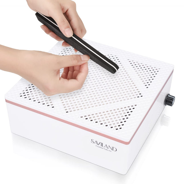 SAVILAND Nail Dust Collector: Super Quiet Dust Collector Machine Reusable Filter & Powerful 60W Nail Vacuum Cleaner Fan 