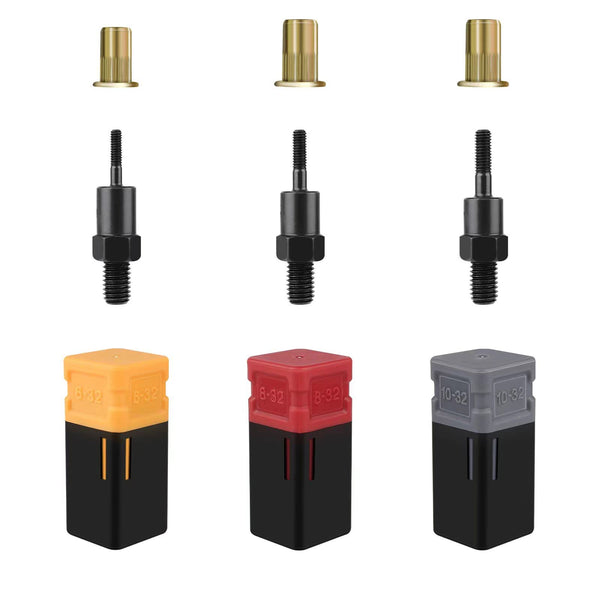 Rivet Nut Mandrels Set, Including 6-32 8-32 10-32 and 30 Rivnuts, Rivnut Tool Replacement Tips, Expanded Mandrels Kit for Nutsert Tool