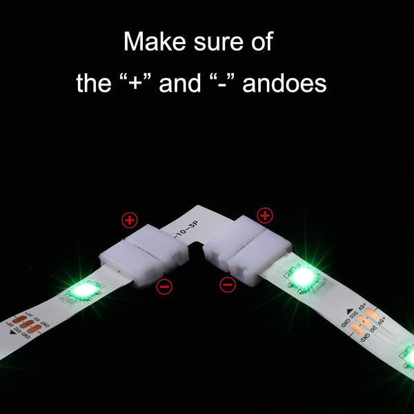 Mudder 28 Pieces 3 Pin LED Connector LED Strip Solderless Light l Shape Lights Extension T Shape Solderless Adapter Connector 10 mm for WS2811