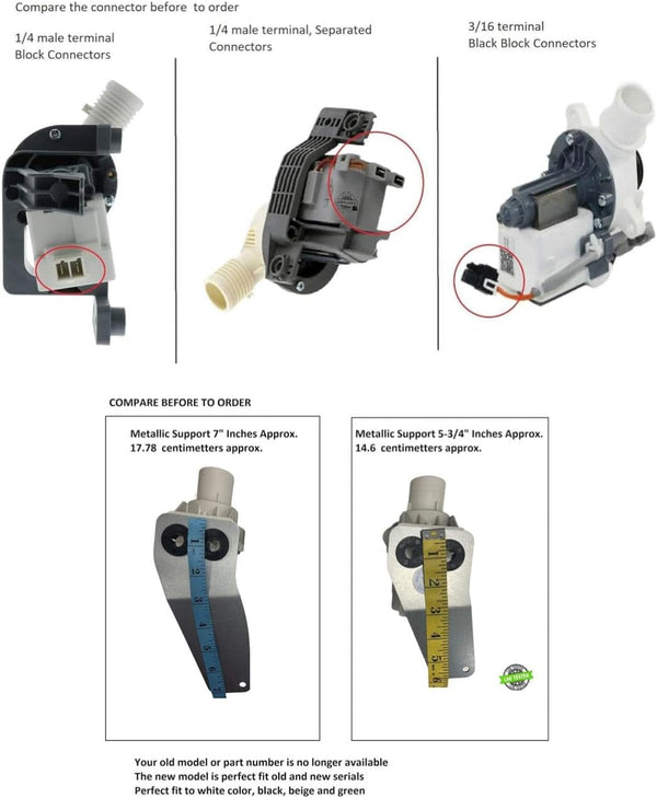 GlobPro DP035-043 -175D3834P008 2754597 Washer Drain Water Pump Assembly, Metallic