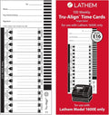 Lathem Trualign E16 Time Cards for 1600E, Weekly, 1-Sided, 4" X 9", White, Box of 100, (E16-100)