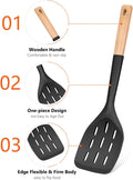 Pack of 2 Silicone Spatula, Non Stick Cooking Utensil Set Wooden Handle Kitchen Turner for Baking Mixing Grilling Serving Food Heat Resistant Non