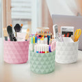 Desk Organizer, 360-Degree Rotating Pencil Pen Holders For Desk, Diamond Pattern Pen Organizer With 5 Compartments, Cute Desk Accessories Decor