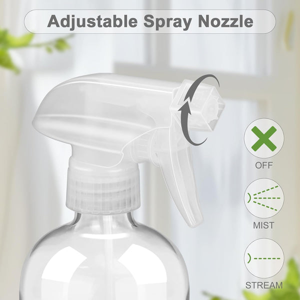 Worldgsb 2 Pack Glass Spray Bottles with Silicone Sleeve, 16 oz Empty Refillable Containers with Adjustable Spray Nozzles, Spray Bottles for Hair,