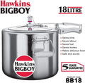 Hawkins 18 Litre Bigboy Pressure Cooker, Big Inner Lid Cooker, Silver (BB18), Aluminium 19 Quarts