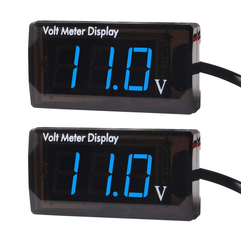 2Pcs DC 12V Car Digital Voltmeter Gauge LED Display DC 5-28V Voltage Mete Waterproof Voltage Display Voltmeter Gauge Meter Power Energy LED Volt
