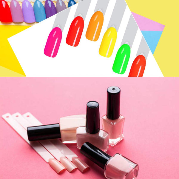 150 Pcs Clear Nail Swatch Sticks with Ring, Fan Shape Nail Art Polish Display Tips, False Nail Sample Sticks, Nail Practice Color Display,