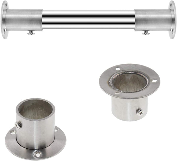 Stainless Steel Closet Rod Holder,ULIFESTAR Shower Curtain Rod Tension Rod Sockets Rod Flange Shelf Brackets,Heavy Duty Metal Shower Wardrobe Pole