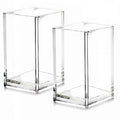 2 Pack Clear Acrylic Pencil Pen Holder Cup,Desk Accessories Holder,Makeup Brush Storage Organizer,Modern Design Desktop Stationery Organizer for