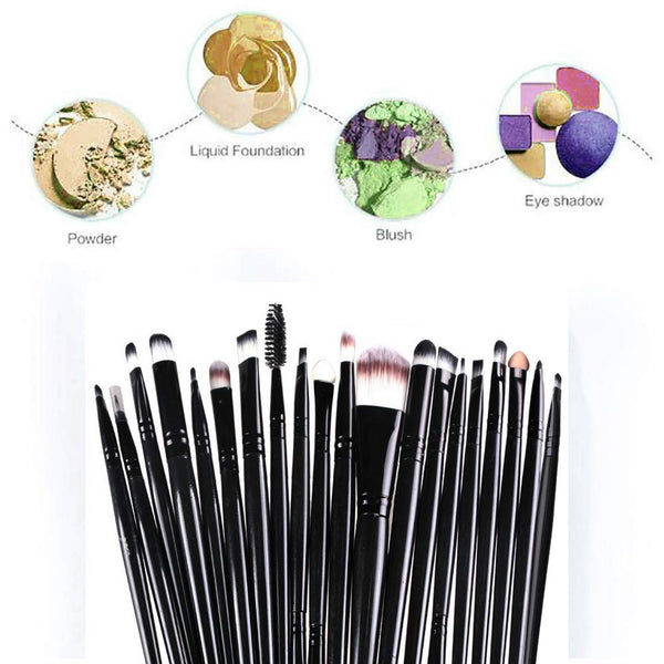 Makeup Brushes ZHIYE Make up Brush Set 20 Pcs Professional Face Eyeliner for Foundation Blush Concealer Eyeshadow with Travel Black