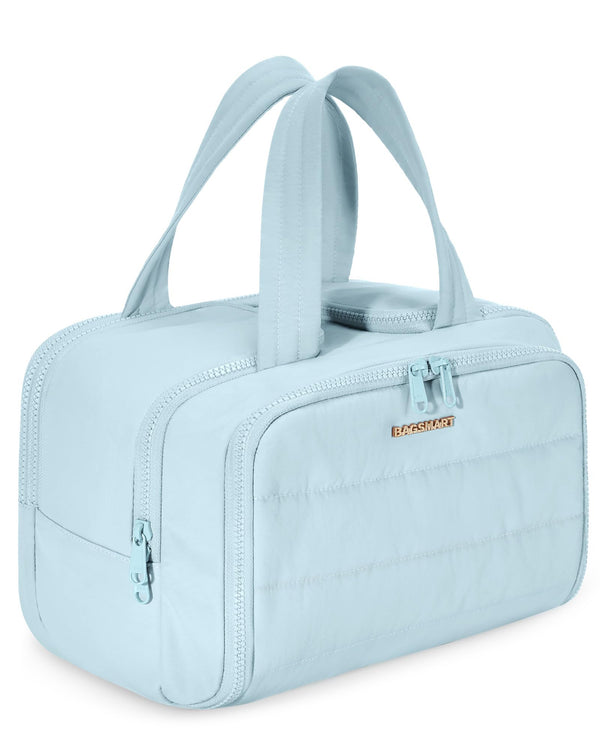 BAGSMART Travel Toiletry Bag, Crush Toiletry Bag for Women, Wide-open Puffy Toiletry Bags for Traveling, Large Travel Cosmetic Makeup Bag
