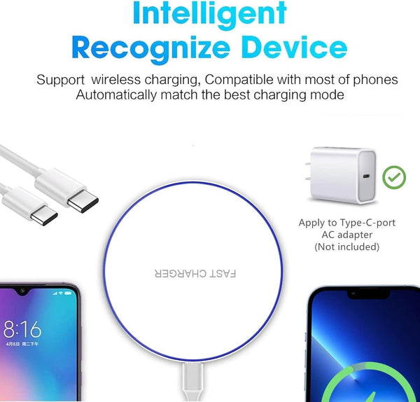 20W Fast Wireless Charger Pad,Wireless Phone Charging Station Compatible with Iphone 16/15/14/13/12/11/Se/X/Airpods,Fast Charge for Samsung Galaxy