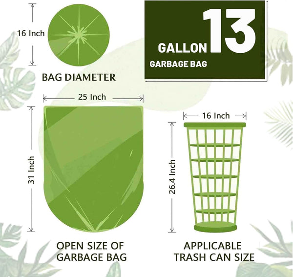 13 Gallon Trash Bags Biodegradable Compost Recycling Trash Bags, Compostable For Kitchen, 100 Count, 1.2 Mils,60 Liter, Recyclable Composta Large