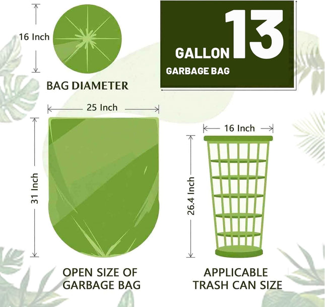 13 Gallon Trash Bags Biodegradable Compost Recycling Trash Bags, Compostable For Kitchen, 100 Count, 1.2 Mils,60 Liter, 