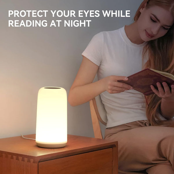 Touch Bedside Table LED Lamp, [Sleek Design & RGB Mode] Multi-Color Dimmable with Warm White Lights, Birthday Gifts for Women Mom, Smart