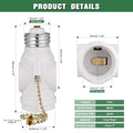 2-Pack E26 Light Socket Adapter - Converts Medium Screw Socket to Two Outlets With Pull Chain Switch - UL Listed, White
