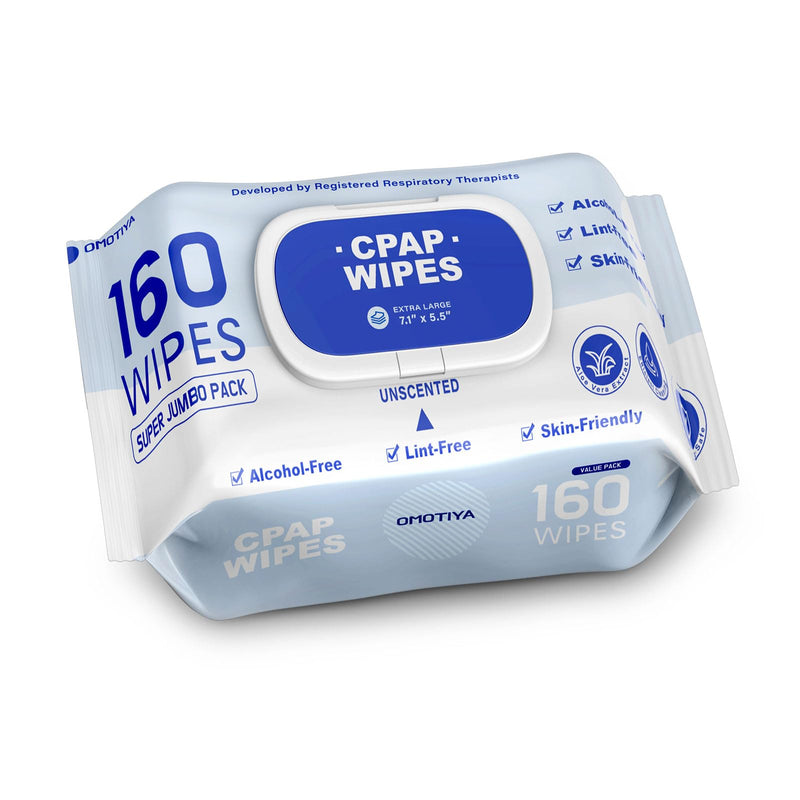 CPAP Mask Wipes, 160 Count Super Jumbo Pack, FSA/HSA Eligible, Extra Large & Moist, Unscented, Lint Free, Alcohol Free, Cleansing-Safe, Cleaning