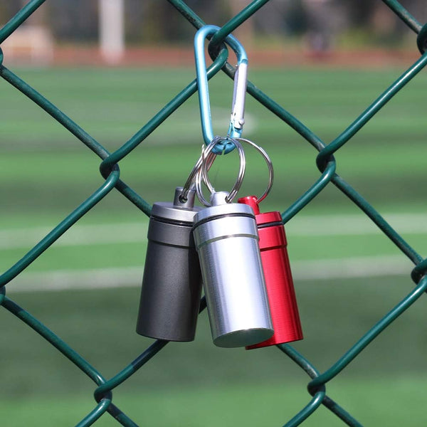 3 Packs Waterproof Aluminum Pill Fob Container, EFFIET Nitro Bottle Holder Nitroglycerin Pill Case Emergency Keychain Pill Holder for Medicine