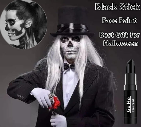 Go Ho Makeup Clown Black Cream-Blendable Stick - Face Body Paint for Professional SFX, Cosplay Costume - Safe Facepaint, Nose & Lip Smacking, Eye