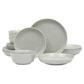 Gibson Home Summer Shades 16 Piece Plates and Bowls Dishes Service for 4 Porcelain Dinnerware Set - Grey Grey (Summer Shades) Service for 4 (16pcs)