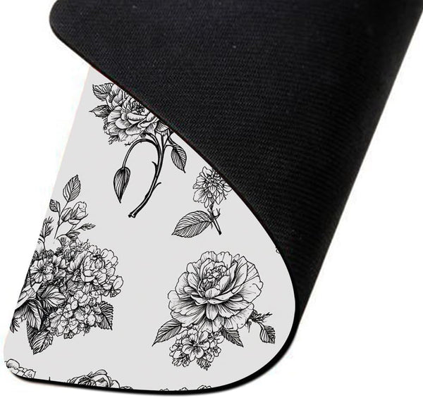 IBILIU Mouse Pad White Roses,Butterfly Flower Floral Rectangle Mousepad Non-Slip Rubber Base Computer Mouse Pad for Laptop, Office, Home - 9.5 X