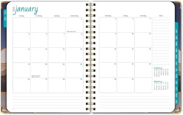 HARDCOVER 2025 Planner, 8.5"x11": 14 Months (November 2024 - December 2025), Daily Weekly Monthly Planner, Yearly Agenda, Bookmark, Pocket Folder
