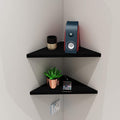 evron Corner Mounting Shelf Set of 2 – Easy to Install Floating Wall Shelves with Wood Grain Finish, Durable and Waterproof ABS Plastic for