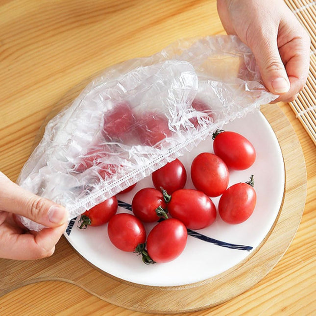 200Pcs Fresh Keeping Bags, Elastic Plastic Sealing Bags Food Cover with Elastic Edge, Reusable Stretch Adjustable Bowl L