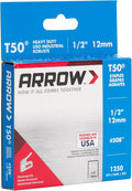 Arrow 508 Heavy Duty T50 1/2-Inch Leg Length, 3/8-Inch Crown, Staples for Upholstery, Construction, Furniture, Crafts, 1250 Count(Pack of 1) |