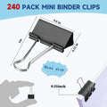 240 Pack Mini Binder Clips, Black Binder Clips, Small Paper Clips 15mm 5/8 Inch. Micro Size Office Clips for Home School Office and Business (15mm