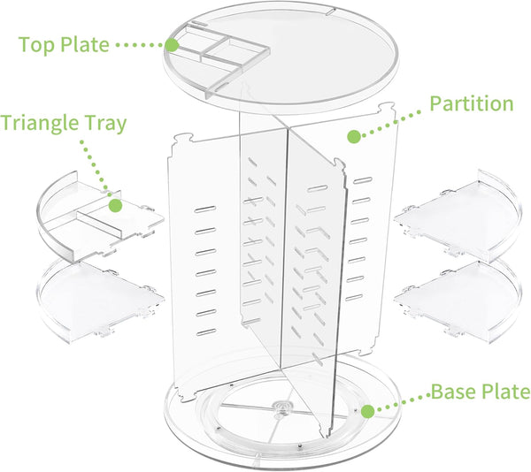 COYAHO 360 Rotating Makeup Organizer, Spinning Countertop, Cosmetic Holder Shelf, Make up Organizers and Storage for Bedroom, Transparent