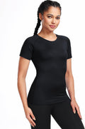 CADMUS Women's Workout Shirts for Running Yoga Tee Shirts Dry Fit Pack of 5/3 Small 18# Black+black+white+white, 4 Pack