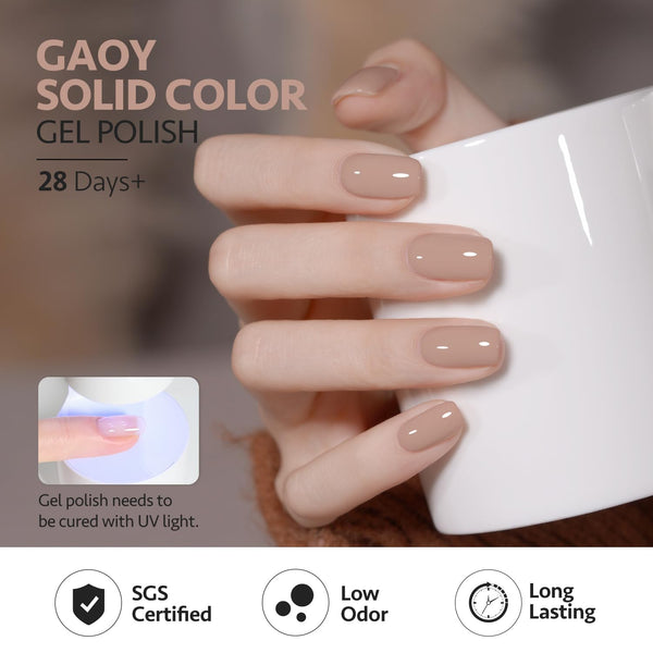 GAOY Nude Brown Fall Gel Nail Polish Set, 6 Colors White Beige Dark Tan Taupe Soak Off UV Light Cure Gel Polish Kit for Salon and Nail Art DIY at