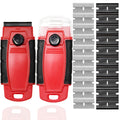Plastic Razor Blade Scraper Hand Held Window Vinyl Tint Scraper with Protective Cover Razor Blade Red Scraper,10 Metal Razor Blades 10 Black