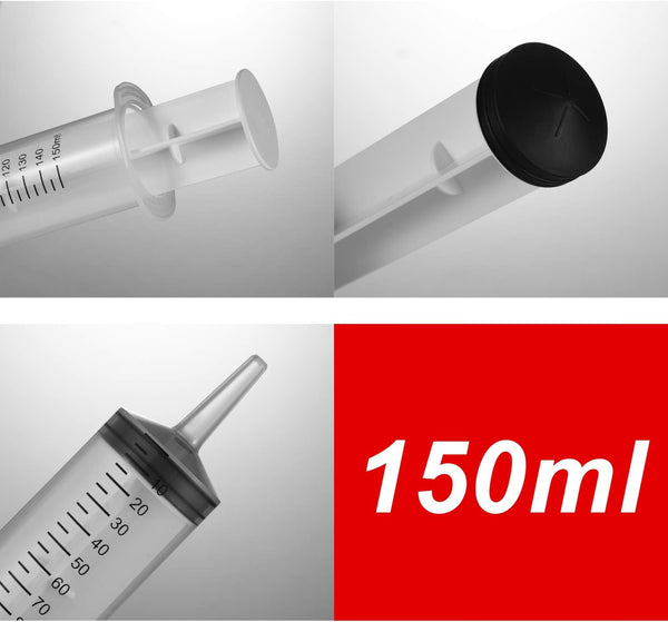2 Pack Large Syringes (150 ML), Large Plastic Garden Industrial Syringes for Scientific Labs, Measuring, Watering, Refilling, Filtration Multiple Uses